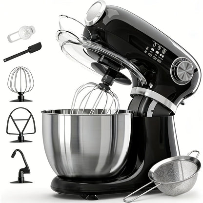 Bowl-Lift Stand Mixer 5.5 Qt 4-in-1 Electric Vertical Mixer 350W 12-Speed with Pulse Stainless Steel Bowl Dough Hook Whisk Mixing Paddle for Cake Bread Dough Black Red
