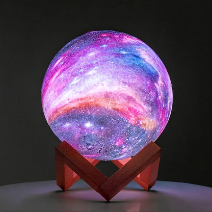 Moon Lamp Night Light 16 Colors 3D Galaxy Lamp with Wooden Stand Remote Control USB – Perfect Birthday Gift for Women Men Lovers (5.9 Inch)