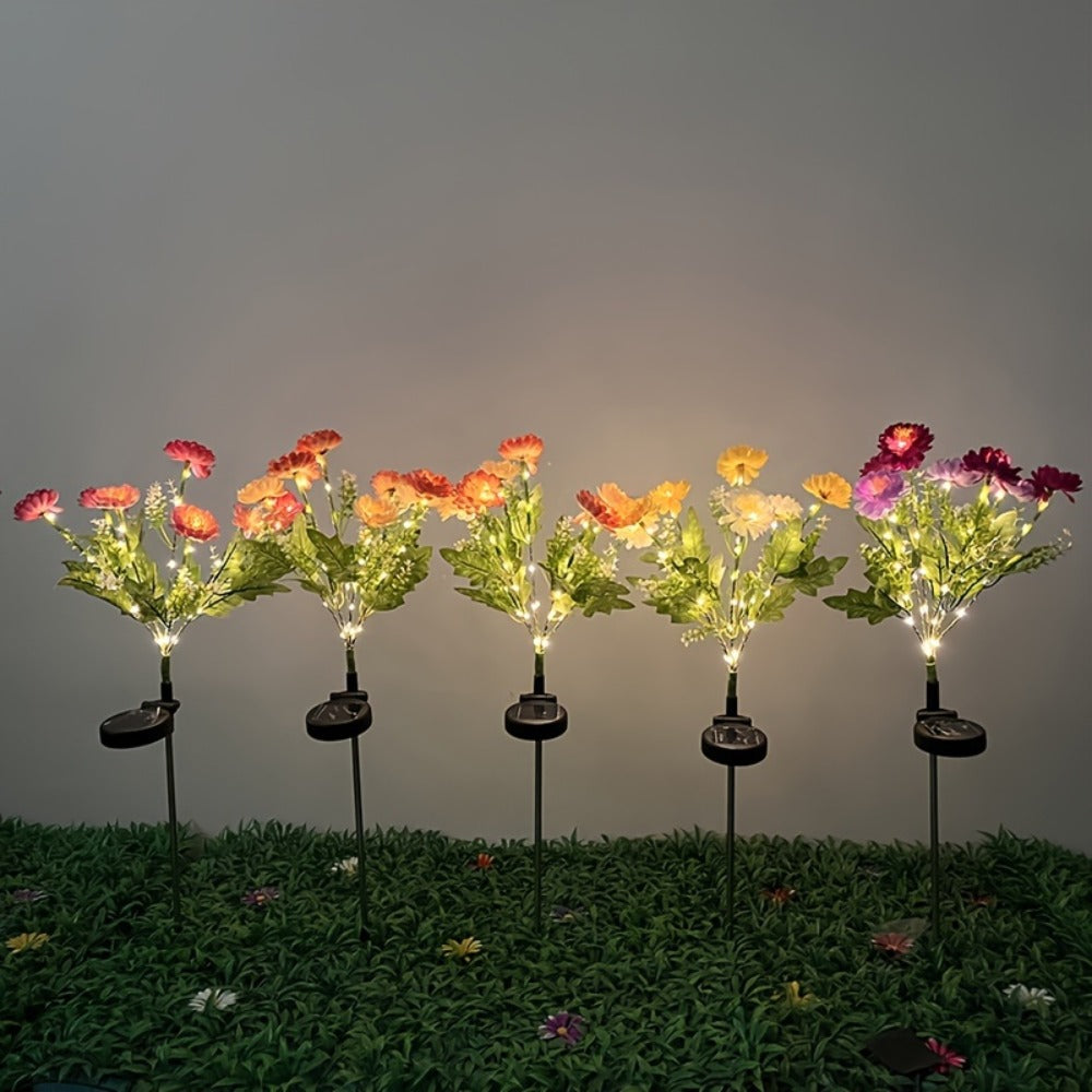 Solar Garden Lights Outdoor Waterproof – 5pcs Simulated Snow Lotus Flower LED Stake Lights for Lawn, Garden, Pathway, Courtyard, Patio Decor, Warm White Glow, Holiday Gift