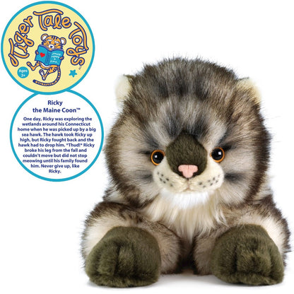 Maine Coon Cat Stuffed Animal Plush 16 Inch Super Soft Realistic Cat Plush Toy High Quality Acrylic Fabric Safety Tested Kids Gift Birthday Christmas