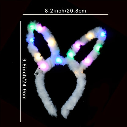 LED Bunny Ear Headbands 25-Pack | Glowing Light Up Rabbit Ears with 3 Flashing Modes for Party Halloween Christmas Weddings Concerts Cosplay Photo Props Unisex Adult
