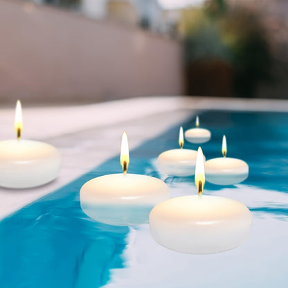 White Floating Candles 24 Pack 3 Inch | Unscented Clean Burn 8-12 Hours | Pool Candles for Wedding Anniversary Valentine's Day Romantic Dinner Home Decor Table Centerpiece