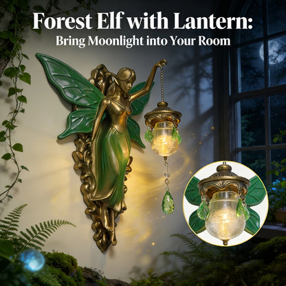 Fairy Statue Wall Decor 9.84in Fantasy Forest Fairy Sculpture – Carved Green Leaf Art Wall Hanging Ornament for Bedroom Living Room – Dreamy Fairy Tale Home Decor Gift for Fairy Lovers Easter Spring