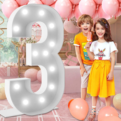 Marquee Number Lights 4 Feet Tall LED Light Up Numbers 0-9 20 for Birthday Party Anniversary Graduation Decoration 11 Colors 3 Flash Modes Foam Board String Lights Included
