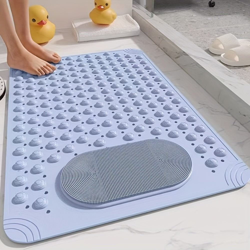 Non-Slip Bath Mat with Massage Buttons - PVC Shower Mat with Polka Dot Pattern, 0.35" Thick Rectangular Bathroom Safety Mat | Anti-Slip Bathtub Mat for Shower, Tub & Bathroom Floor | Multiple Colors
