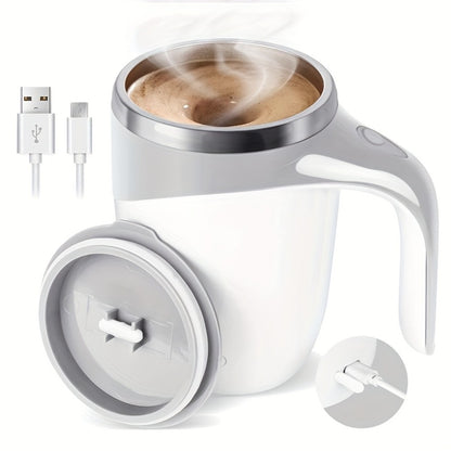 Self Stirring Coffee Mug 8.45oz - Auto Mixing Cup One-Button Start for Coffee Milk Protein Powder, Reusable Travel Mug Brown Cream