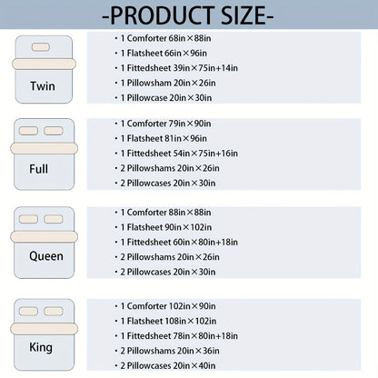 Comforter Set Luxurious Pleated 5/7pcs Bed in a Bag | Soft Plush Fiber Fill, Year-Round Warmth - Quilted Comforter, Flat & Fitted Sheet, Pillowcases & Shams, Complete Bedding Set Twin Full Queen King