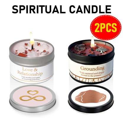 Manifestation Candles Scented Soy Wax with Crystal & Guidance Card for Meditation Yoga Focus | Law of Attraction Abundance Candle | Christmas Birthday Gift for Women