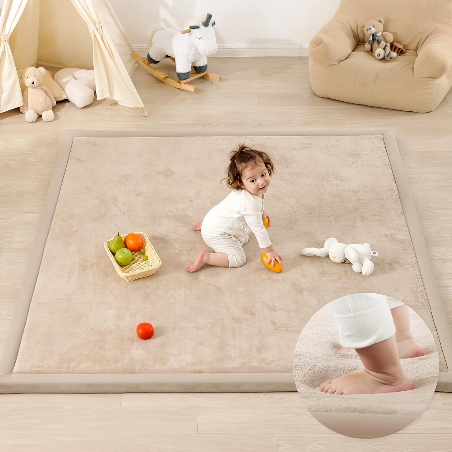 Memory Foam Area Rug Tatami Mat Non-Slip Coral Velvet Floor Mat for Living Room Bedroom Kids Playroom Yoga — Multiple Sizes & Colors