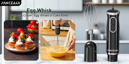 Immersion Blender 8-in-1 Electric Hand Blender with Turbo Mode & Detachable Base – 304 Stainless Steel Handheld Blender with Whisk Milk Frother Attachments for Smoothies Soups Baby Food Puree