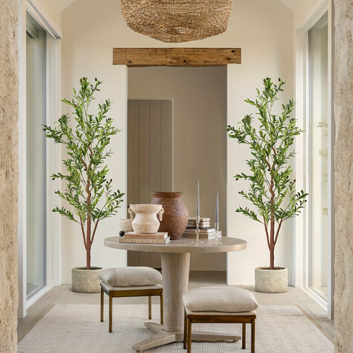 Artificial Olive Tree Large Faux Indoor Tree with Pot – Realistic 5FT 6FT 7FT Multi-Trunk Fake Olive Tree with Leaves & Fruits for Living Room Home Office Entryway Decor