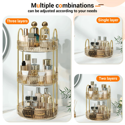 360 Rotating Makeup Organizer Skincare Storage Rack - Multi-Layer Detachable Cosmetic Organizer for Perfume, Lipstick, Skincare, Desktop Vanity Organizer for Bathroom & Bedroom