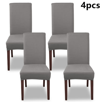 Silky Fiber Elastic Dining Chair Covers Set | Stretch Milk Fiber Slipcover, All-in-One Furniture Protector for Kitchen Wedding Office Hotel Living Room, 4pcs or 6pcs, 8 Colors