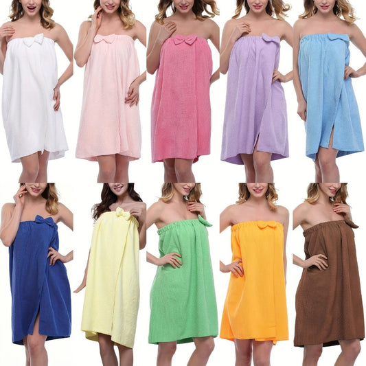 Women's Bath Wrap Towel Robe Adjustable Closure Lightweight Spa Shower Body Wrap Microfiber