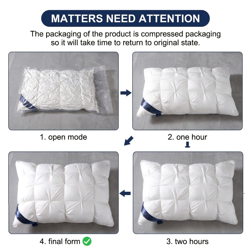 Luxury Hotel Pillows 2PCS, Cool Breathable Pillow Insert, Fluffy Resilient Neck Support, Soft Comfortable Sleeping Pillow, Queen King Size, White Black Navy Pink Gray Brown