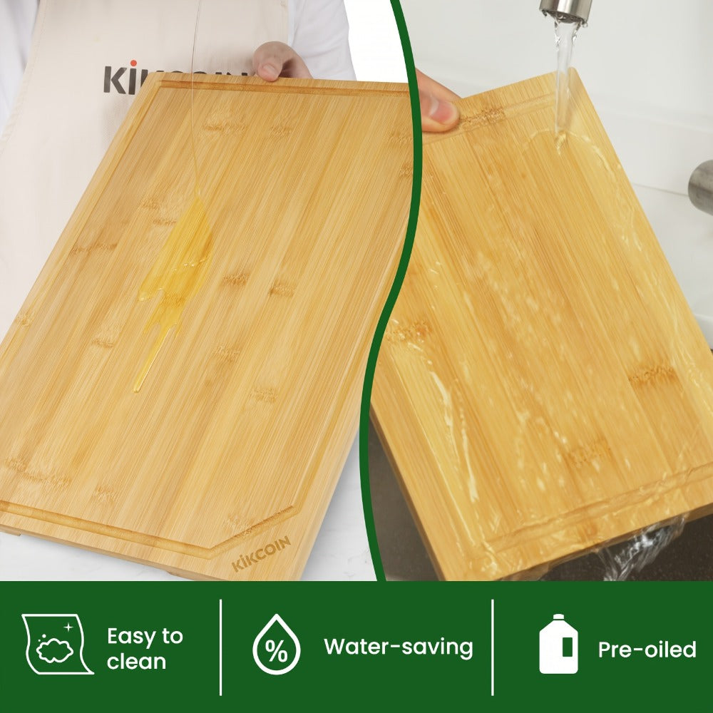 Bamboo Cutting Board Set 4-Piece Extra Large – Heavy Duty Chopping Boards with Juice Grooves for Meat, Vegetables & Cheese | Essential Kitchen Tools | Mother’s Day & Holiday Gift