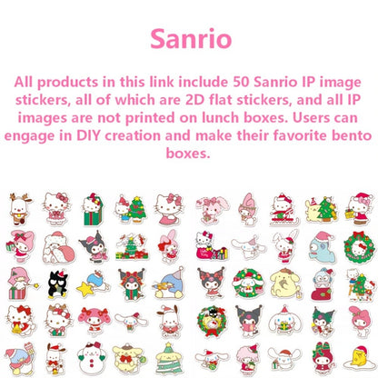 Sanrio Lunch Box Set 53pcs Bento Box with Thermal Bag Breakfast Cup Portable Sealed Compartment Microwave Dishwasher Safe for Work Picnic School