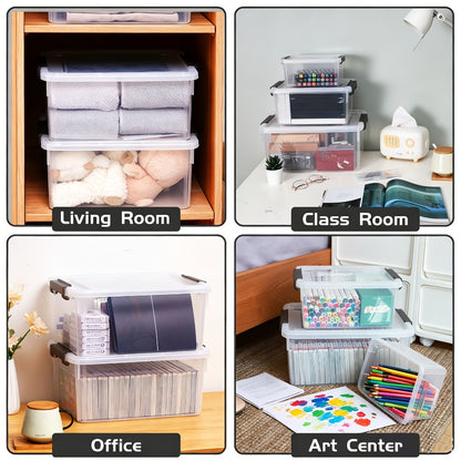 Clear Stackable Storage Boxes with Lids 6-Pack 16.9 Quart, Plastic Lockable Organizer Bins with Latches for Shelves, Closet, Home & Office Clutter Organization Containers
