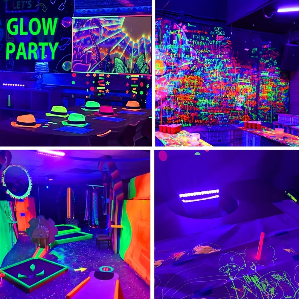 UV Black Light Bar 40 LED 385-400nm USB Plug 3 Modes Portable Blacklight for Glow Party Body Paint Fluorescent Poster Halloween Christmas Decor