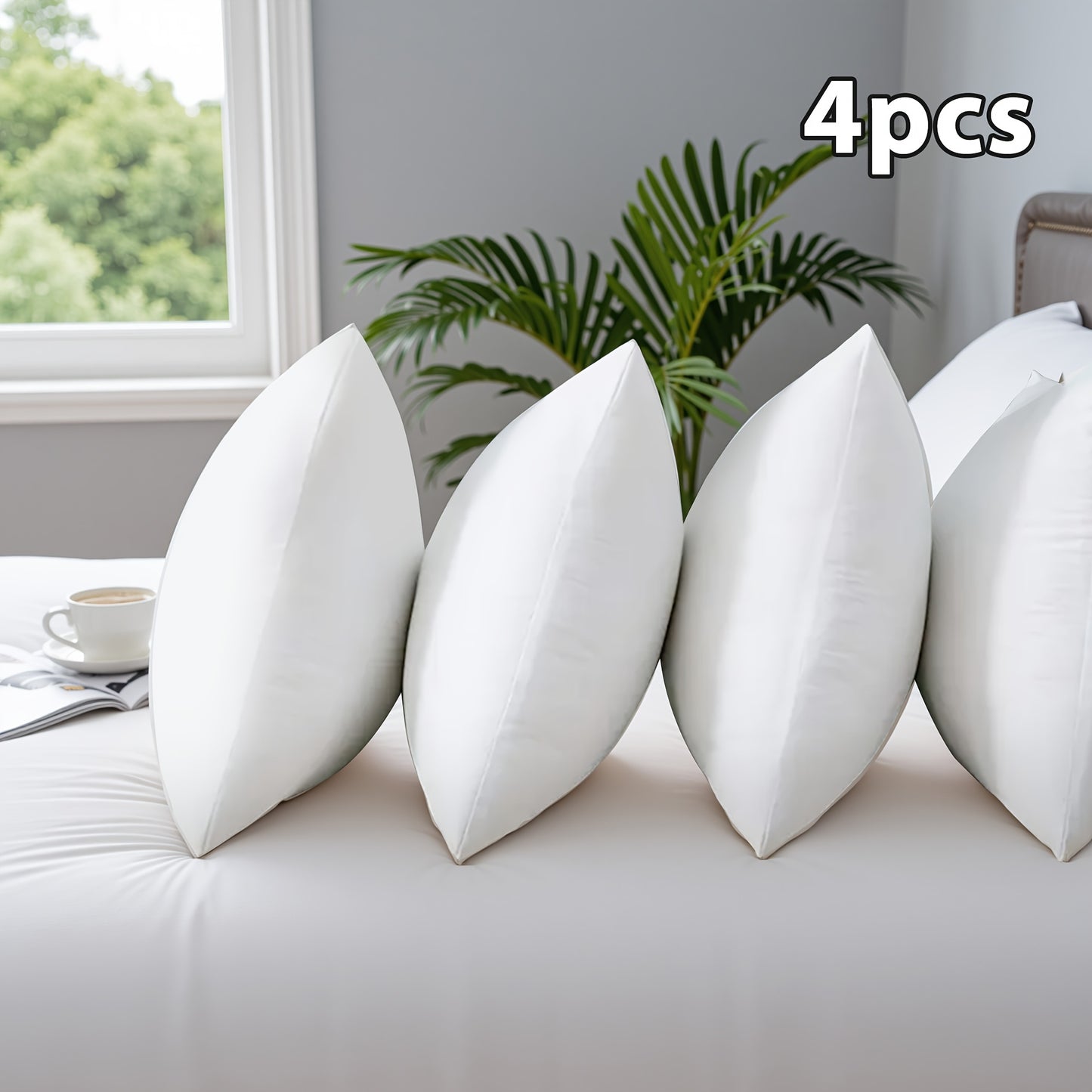 Throw Pillow Inserts 4 Pack Fluffy Square Pillow Stuffers with Zipper Plump White Cushion Inserts for Sofa Couch Bed Decorative Pillow Filler Machine Washable Multiple Sizes 14 16 18 20 22 Inch
