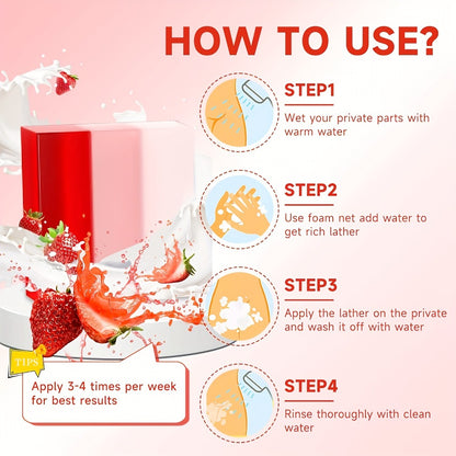 Strawberry Intimate Soap for Women 100g pH Balancing Feminine Wash Bar Gentle Cleansing Long-Lasting Fresh Fragrance Daily Feminine Hygiene Care 3 or 6 Pack