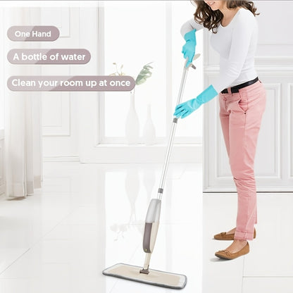 Spray Mop with 3 Washable Microfiber Carbon Fiber Pads Water Spraying Flat Mop Wet Dry Dual Use Floor Cleaning for Hardwood Laminate Tile Ceramic 4pc White