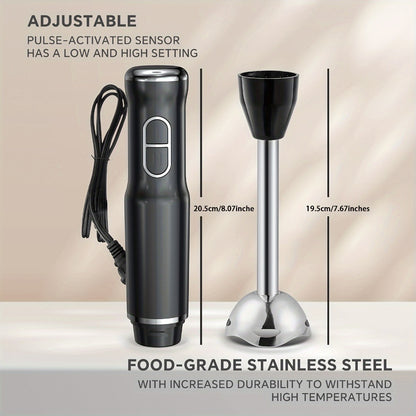 Immersion Blender 400W with Turbo Mode - Handheld Stick Blender with 304 Stainless Steel Blades, 2-Speed Electric Hand Blender, Detachable Shaft, Portable Immersion Mixer for Soups, Smoothies & Baby Food
