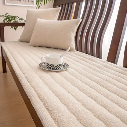 Plush Sofa Cover Bohemian Style Thickened Short Plush Non-Slip Machine Washable Pet Friendly Sofa Slipcover for Living Room Bedroom Office - Armrest Pad to 4 Seater