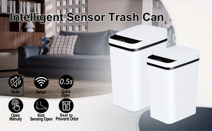 Motion Sensor Trash Can 2 Pack Touchless Automatic 4.2 Gal and 2.6 Gal with Lids Narrow Electric Garbage Bin for Bathroom Bedroom Office