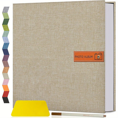 Self Adhesive Photo Album Scrapbook – Large Linen Cover Memory Book for 4x6 5x7 8x10 Photos, DIY Picture Book with Metal Pen, Gift for Mom, Baby, Wedding, Valentine's Day & Mother's Day, 40 & 60 Pages