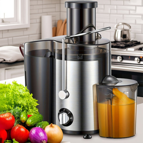 500W Juicer Machine with 3-Inch Wide Mouth Feed Chute - Centrifugal Juicer Extractor for Fruits & Vegetables, Stainless Steel, BPA-Free, Fast Juicing, Easy to Clean & Install, Black