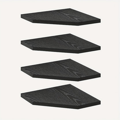 Floating Corner Wall Shelf 5-Sided Wall Mounted Storage Rack - Modern Display Unit for Bathroom, Kitchen, Bedroom & Living Room - Set of 2, 4 or 6 in Brown, Black or White