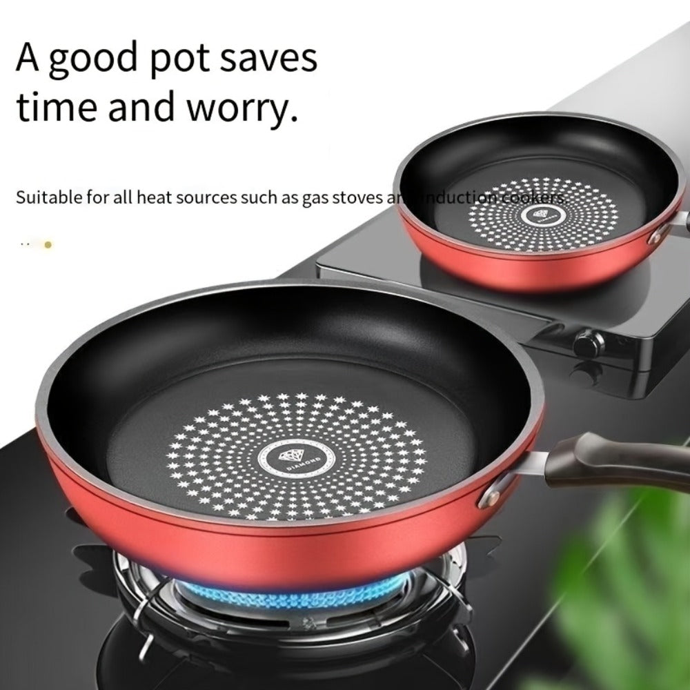 Nonstick Frying Pan with Lid 9.45 10.24 11.02 Inch Cast Iron Style Flat Bottom Skillet Stainless Steel Handle Smoke-Free Lightweight Cookware for All Stovetops Fried Eggs Steak Pancakes