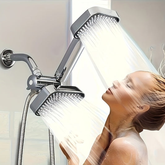 2-in-1 High Pressure Handheld Shower Head Set with Rain Showerhead – Long Hose T-Valve ABS Wall Mount Bathroom Upgrade