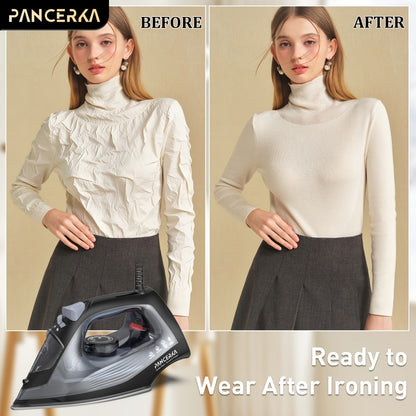 1200W Steam Iron for Clothes Adjustable Thermostat Non-Stick Soleplate Variable Steam Control Overheat Protection Powerful Long-Lasting Steam for All Fabrics Black