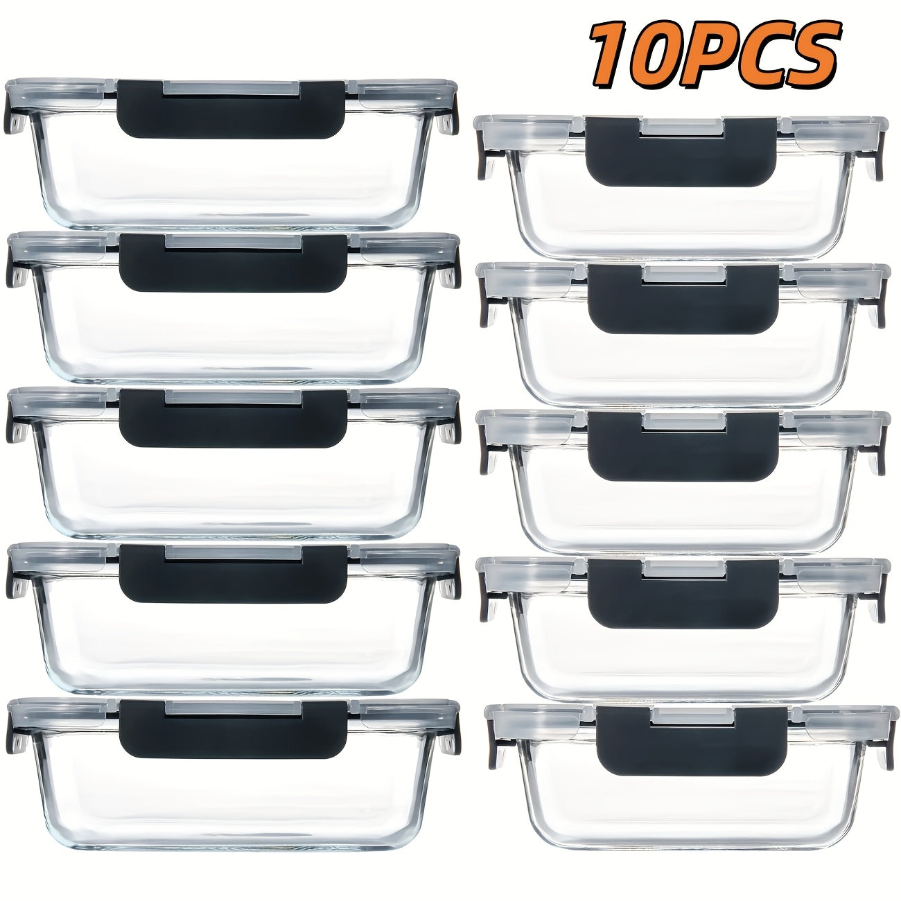 Borosilicate Glass Food Storage Containers Set – 10/12/17pcs Airtight Meal Prep Bento Boxes with Locking Lids, BPA Free, Microwave & Dishwasher Safe, Leak Proof, Mixed Colors