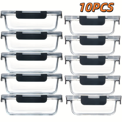 Borosilicate Glass Food Storage Containers Set – 10/12/17pcs Airtight Meal Prep Bento Boxes with Locking Lids, BPA Free, Microwave & Dishwasher Safe, Leak Proof, Mixed Colors