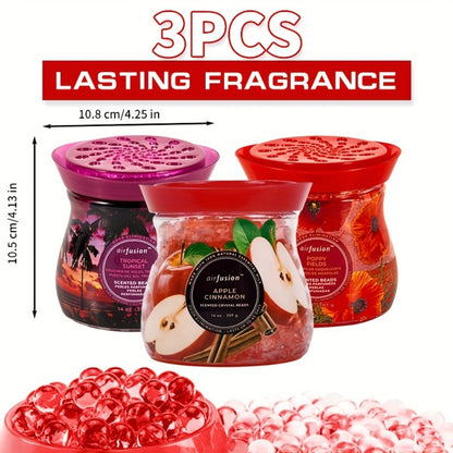 Air Freshener Scented Beads 3-Pack – Long-Lasting Fragrance Beads, Multi-Purpose Odor Eliminator for Home, Car, Closet, Bathroom & Office, Essential Oil Aromatherapy, 6 Scents Available