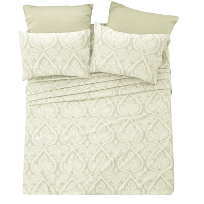 Paisley Bed Sheet Set 6-Piece Soft Brushed Microfiber Deep Pocket Fitted Sheet Wrinkle Free All-Season Comfort