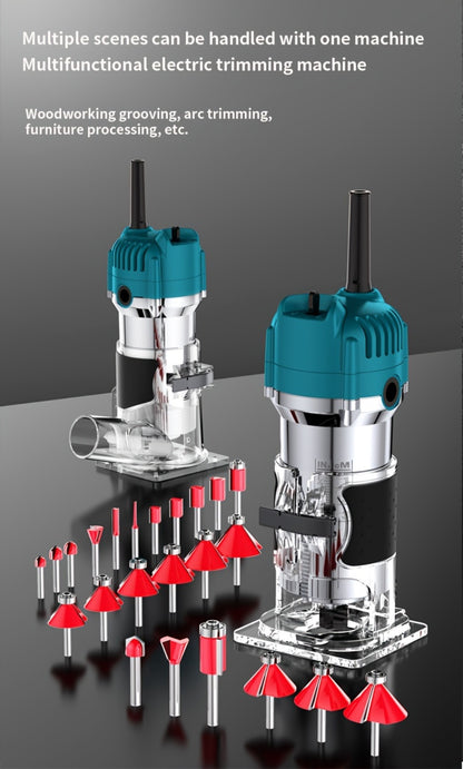 Wood Router Carving Machine Electric Trimmer – Wood Slotting, Drilling & Engraving Tool with Optional 15pc Milling Cutter Set, for Woodworking, Furniture Making & DIY Crafts