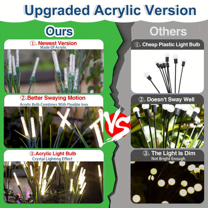 Solar Bubble Pathway Lights Outdoor 4 Pack – IP44 Waterproof Acrylic Reed Stake Lights Auto On/Off Dusk to Dawn | Warm White Solar Powered LED for Garden, Yard, Driveway, Walkway & Patio Decor