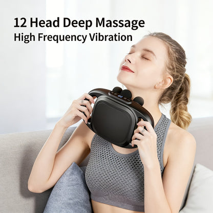 Fascia Gun Multi-Head Deep Tissue Massager – 9 High-Frequency Modes for Leg, Waist, Back & Hip Muscle Relief | Ergonomic Compact Design with High-Performance Motor for Fitness Recovery