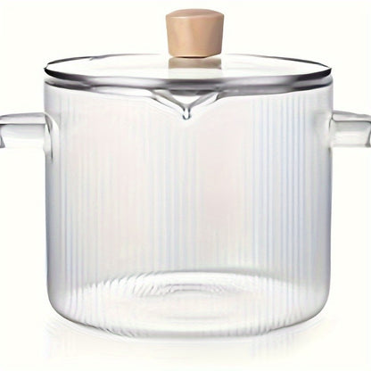Borosilicate Glass Pot with Lid, Stovetop & Induction Safe, Dishwasher Safe, Heat-Resistant Glass Cookware for Soups, Milk, Baby Food & Noodles, Small 60.87oz & Large 77.77oz, Home & Restaurant