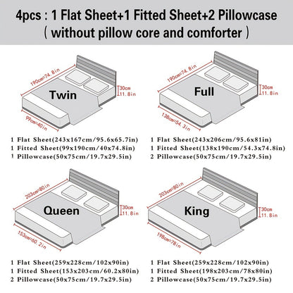 Microfiber Bed Sheet Set 4-Piece Deep Pocket Fitted Sheet Flat Sheet Pillowcases Twin Full Queen King All Colors Soft Breathable Fade Resistant Easy Care