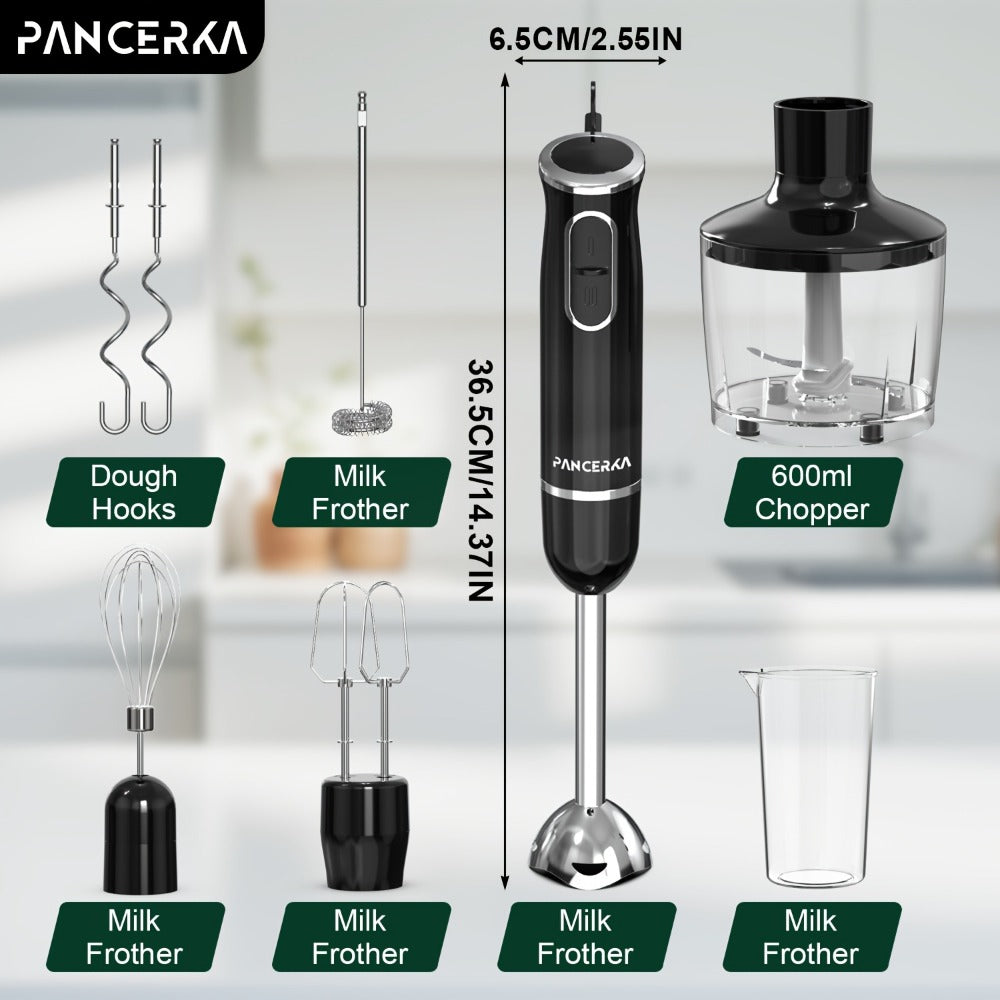 Immersion Blender 8-in-1 Electric Hand Blender with Turbo Mode & Detachable Base – 304 Stainless Steel Handheld Blender with Whisk Milk Frother Attachments for Smoothies Soups Baby Food Puree