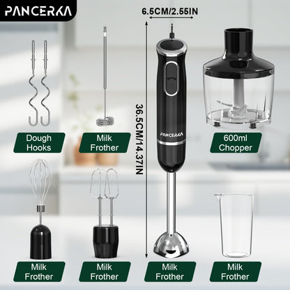 Immersion Blender 8-in-1 Electric Hand Blender with Turbo Mode & Detachable Base – 304 Stainless Steel Handheld Blender with Whisk Milk Frother Attachments for Smoothies Soups Baby Food Puree