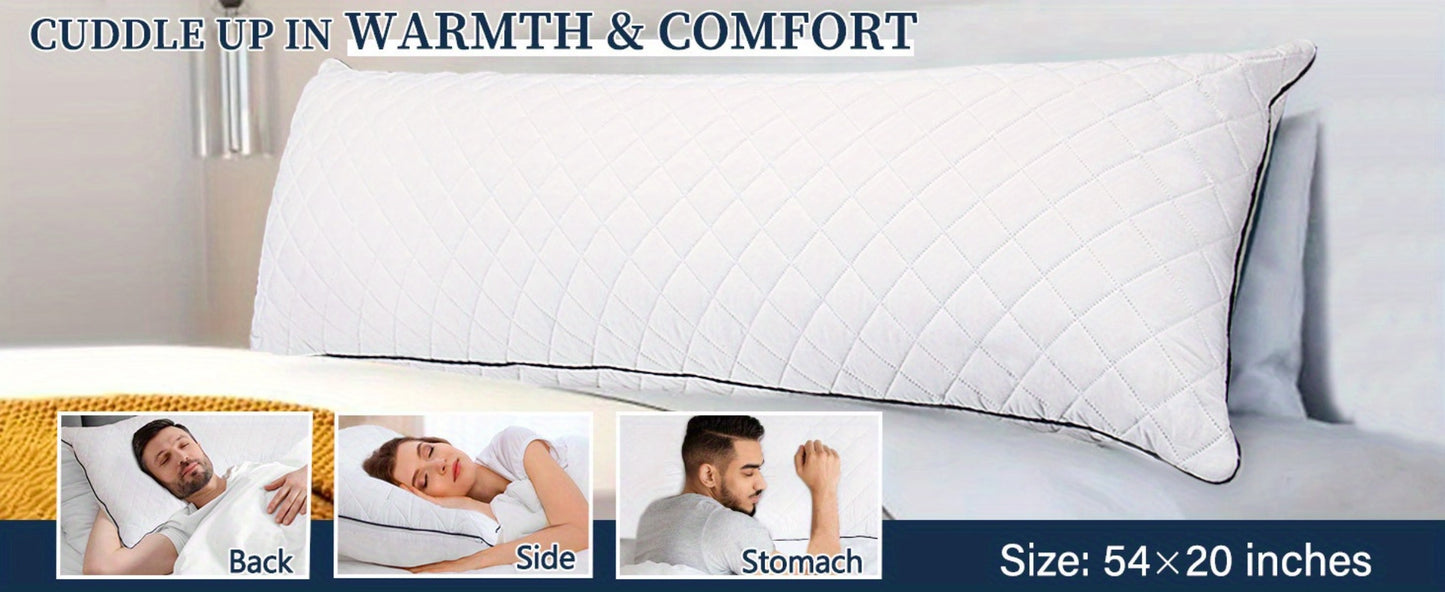 Body Pillow 20x54 Inch Cooling Memory Foam – Full Body Pillow for Adults Side Sleepers, Firm Long Sleeping Pillow for Stomach Back Support, Pregnancy Pillow, Washable Cover, Grey White Pink