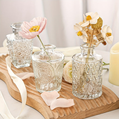 Mini Clear Bud Vases Bulk Set 12/30/43/52pcs – Small Glass-Look Flower Vases for Wedding Centerpieces, Birthday Party, Anniversary, Home Table Decor, Multiple Sizes