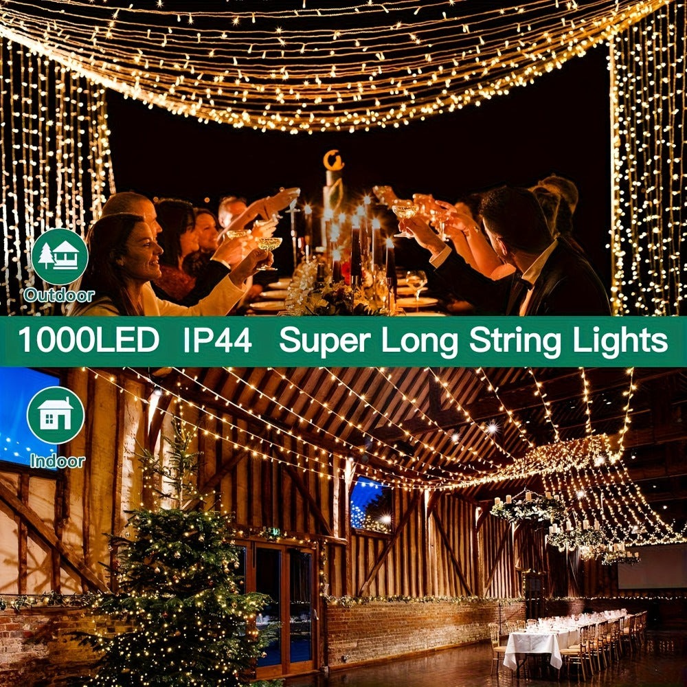 500 LED Christmas String Lights 170 Feet – 8 Lighting Modes with Memory Plug, Transparent Wire Outdoor Lights for Christmas Tree, Party, Balcony & Holiday Decoration – Warm White & Multicolor
