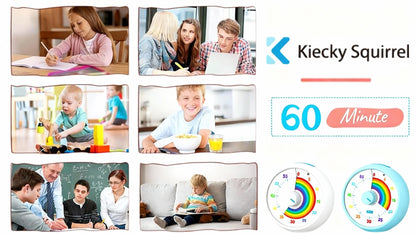 Visual Timer 60 Minute Countdown Silent Tomato Timer Rainbow Pattern for Classroom Office Kitchen Desktop Time Management Tool Battery Powered